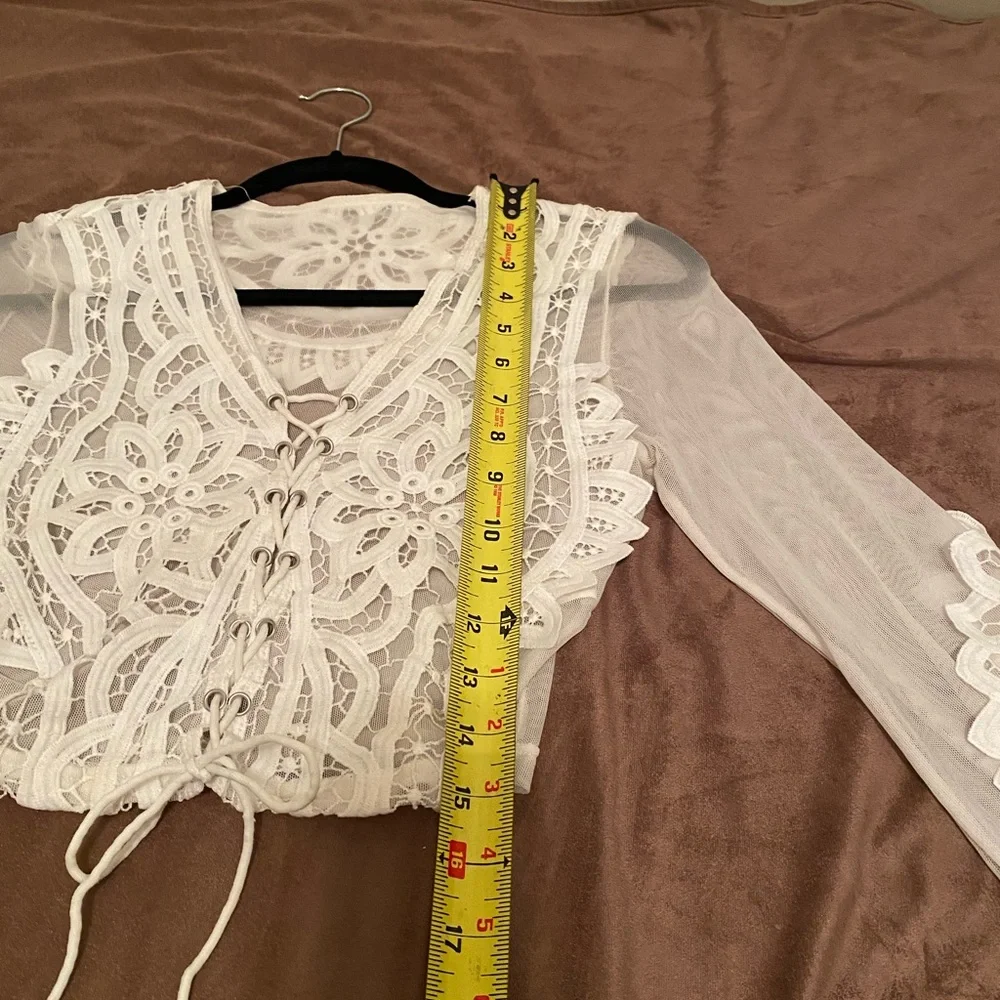 Vintage Lace and MeshTie up Top/Over-jacket Size Small. Boho and Feminine, EUC - Picture 14 of 16